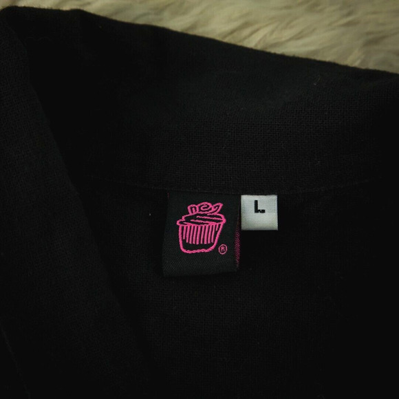 Cupcake International Size Large L Black Red Asymmetrical Button Artsy Jacket - Picture 4 of 6